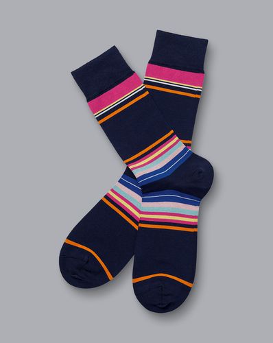 Men's Multi Block Stripe Socks - Navy, 6-10 by - Charles Tyrwhitt - Modalova