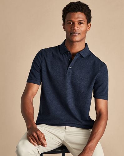 Men's Tyrwhitt Pique Cotton Polo - Navy Melange, XS by - Charles Tyrwhitt - Modalova