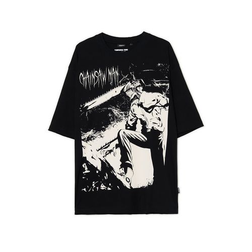 T-shirt nera con stampa Chainsaw Man - Cropp - Modalova