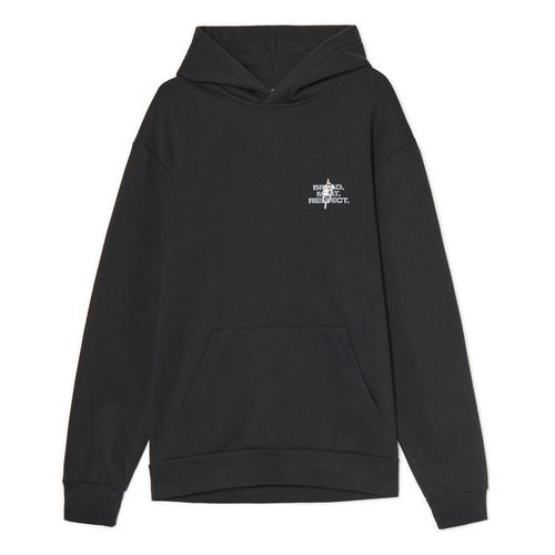 Felpa nera con cappuccio stampata - Cropp - Modalova