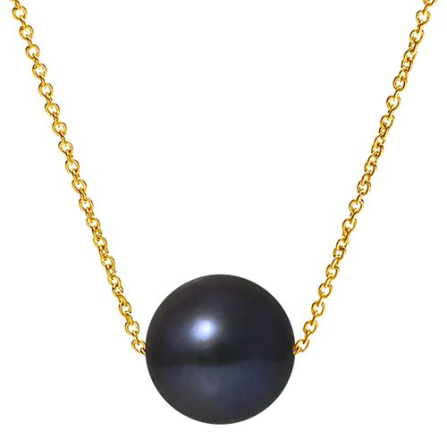 Black/Gold Single Pearl Necklace - Mitzuko - Modalova