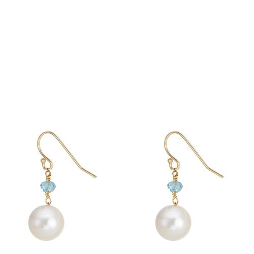 K Blue Topaz Pearl Drop Earrings - Liv Oliver - Modalova