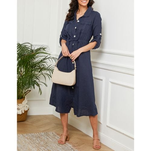 Navy Maxi Linen Dress - LE MONDE DU LIN - Modalova