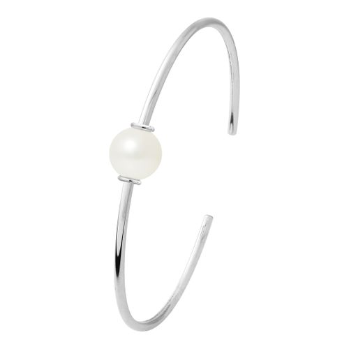 White Pearl Silver Bangle Bracelet - Mitzuko - Modalova