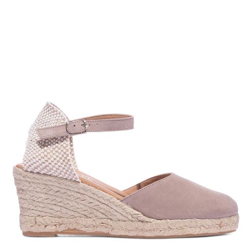 Stone Suede Closed Toe Espadrille Wedges - Paseart - Modalova