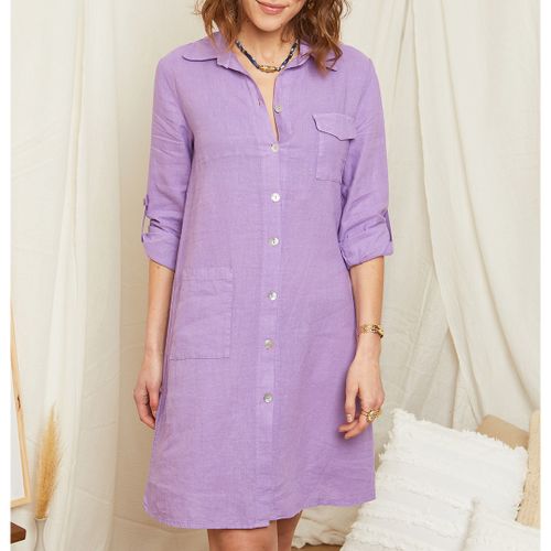 Lilac Linen Mini Dress - LE MONDE DU LIN - Modalova