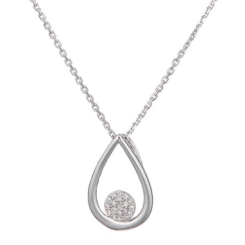 Diamond Embellished Tear Drop Pendant Necklace - Diamond And Co - Modalova