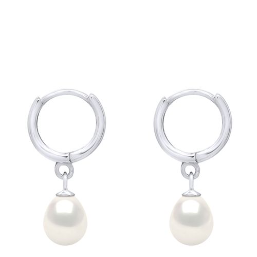 White Fresh Water Pearl Clasp Earrings - Mitzuko - Modalova