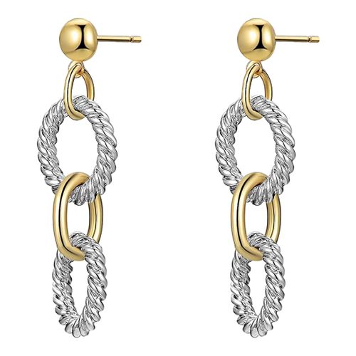 K Two Tone Chain Drop Earrings - Chloe Collection by Liv Oliver - Modalova