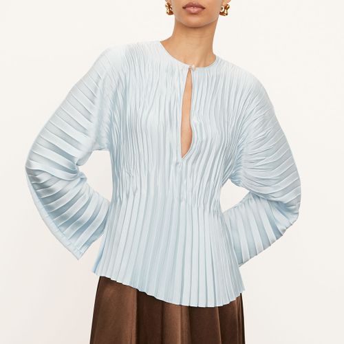 Blue Pleated V-Neck Blouse - Vince - Modalova