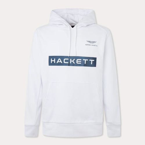 White AMR Logo Cotton Hoodie - Hackett London - Modalova