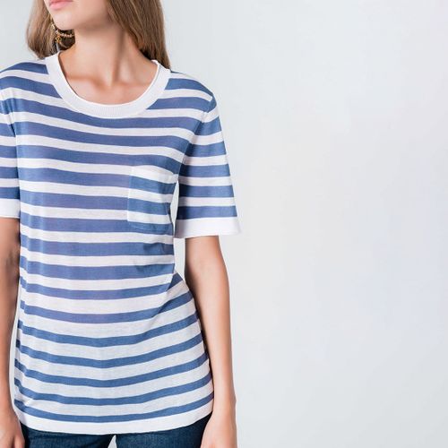 Blue/White Striped Cotton T-Shirt - Sonia Rykiel - Modalova