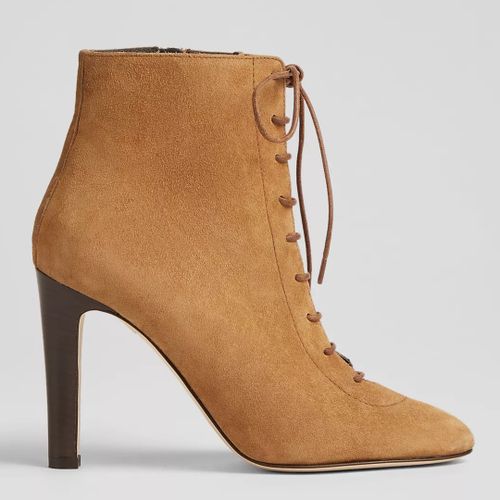 Tan Lydia Suede Lace Up Ankle Boots - L K Bennett - Modalova