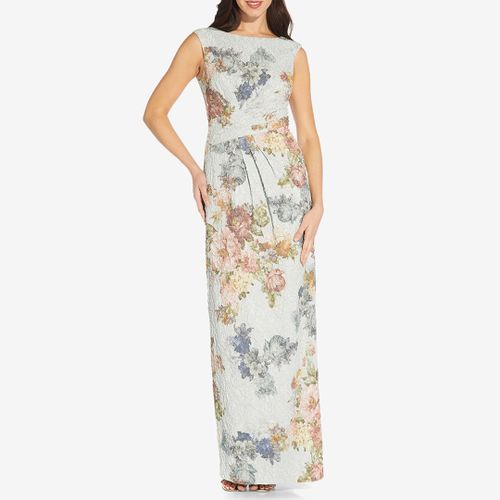 Blue Floral Print Maxi Dress - Adrianna Papell - Modalova