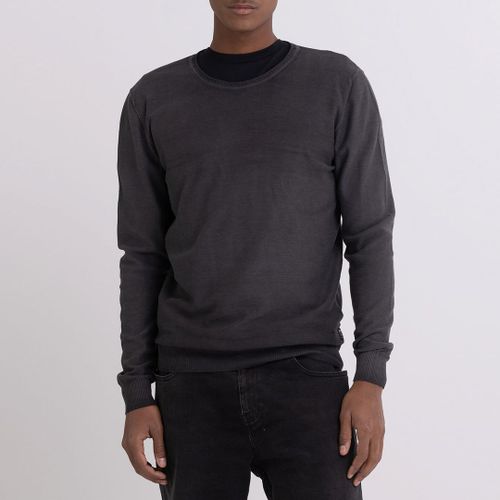 Black Cotton Crew Neck Jumper - Replay - Modalova