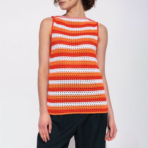 Red Stripe Cotton Blend Knit Tank Top - Victoria Beckham - Modalova