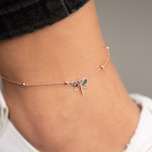 Silver Butterfly Anklet - Elika - Modalova