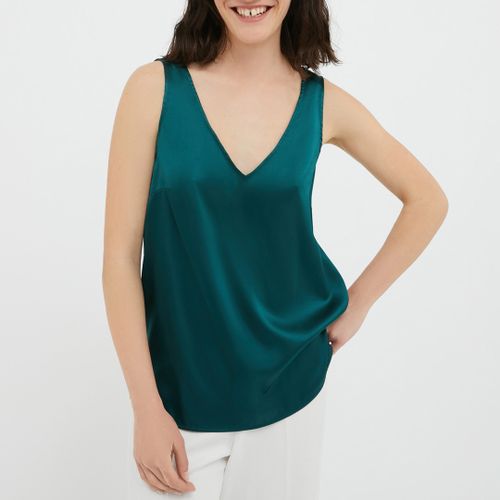 Forest Green Silk V Neck Top - Max&Co. - Modalova