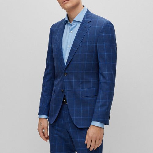 Blue Check Huge 2 Piece Wool Suit - BOSS - Modalova