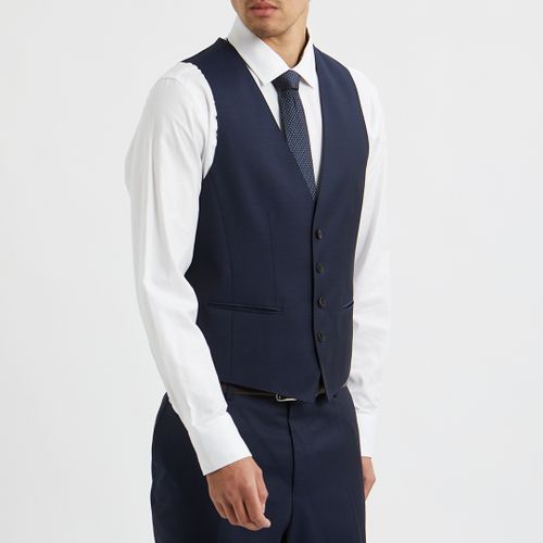 Navy Huge Wool Waistcoat - BOSS - Modalova