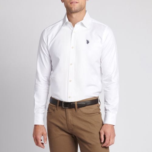 White Royal Cotton Twill Shirt - U.S. Polo Assn. - Modalova