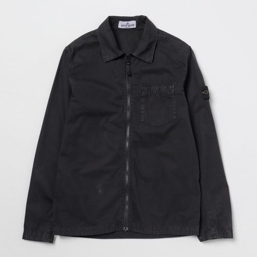 Black Brushed Cotton Overshirt - Stone Island - Modalova