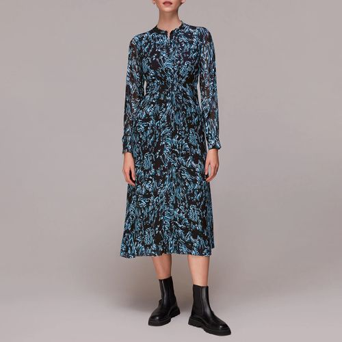 Blue Wood Printed Midi Dress - WHISTLES - Modalova