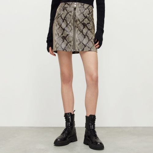 Black Piper Snake Leather Skirt - All Saints - Modalova