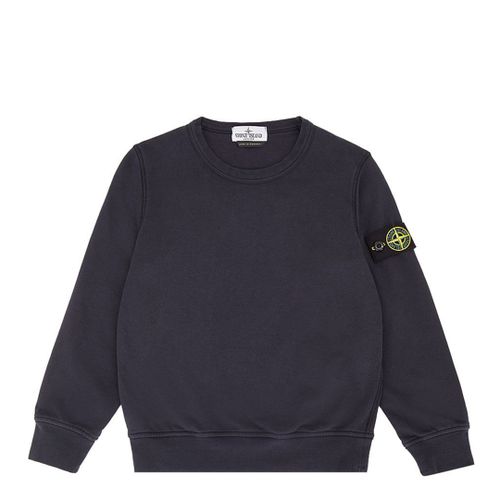 Navy Crew Neck Cotton Fleece Sweatshirt - Stone Island - Modalova