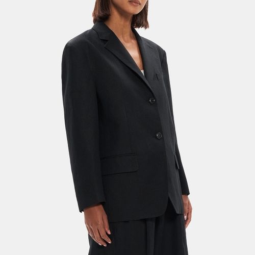 Boxy Single Breasted Linen Blazer - Theory - Modalova