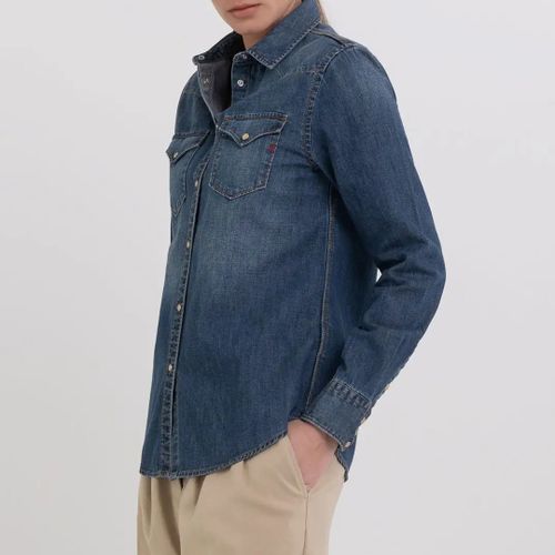 Blue Denim Slim Fit Shirt - Replay - Modalova