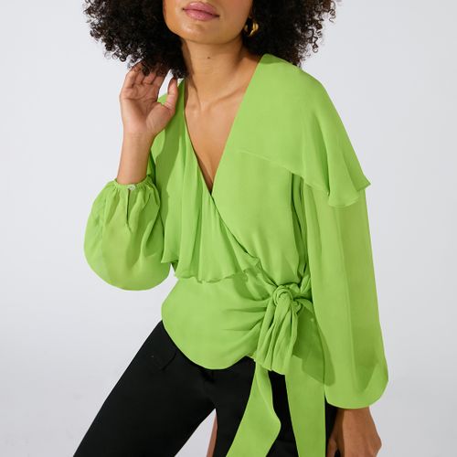 Green Cape Detail Wrap Top - Ro & Zo - Modalova