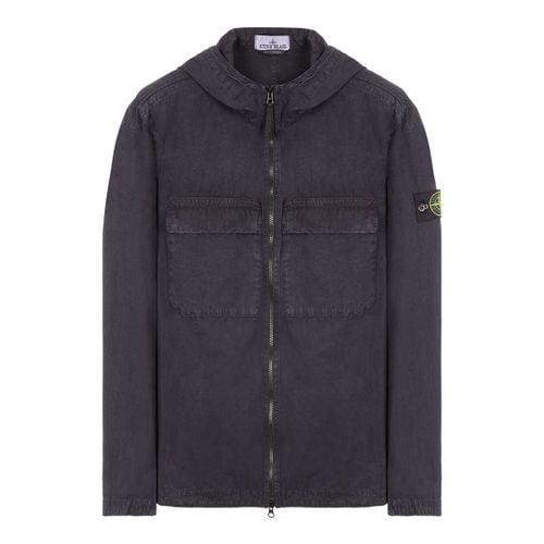 Navy Hooded Brushed Cotton Jacket - Stone Island - Modalova