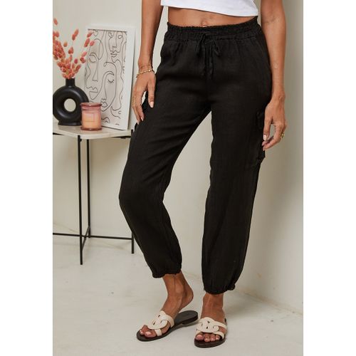 Black Fitted Trouser - LE MONDE DU LIN - Modalova