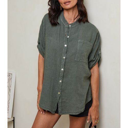 Khaki Linen Shirt - LE MONDE DU LIN - Modalova