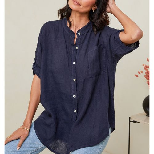 Navy Linen Shirt - LE MONDE DU LIN - Modalova