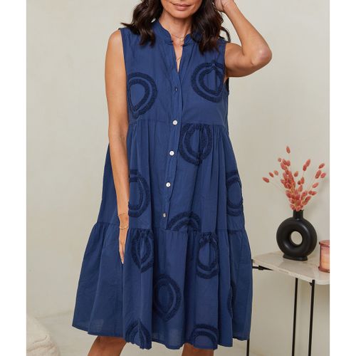 Navy Linen Mini Dress - LE MONDE DU LIN - Modalova