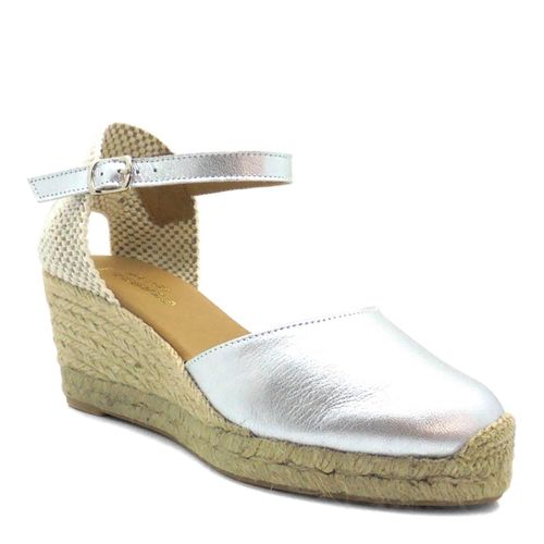 Suede Closed Toe Espadrilled Wedges - Paseart - Modalova