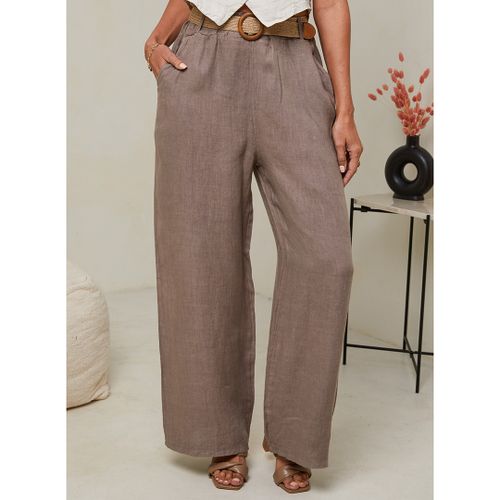 Brown Linen Trousers - LE MONDE DU LIN - Modalova