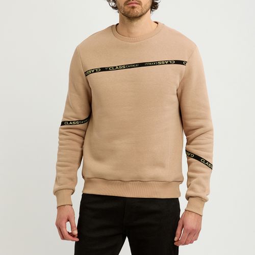 Camel Brushed Fleece Crew Sweatshirt - Cavalli Class - Modalova