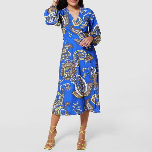 Royal Blue High-Low Wrap Dress - Closet - Modalova