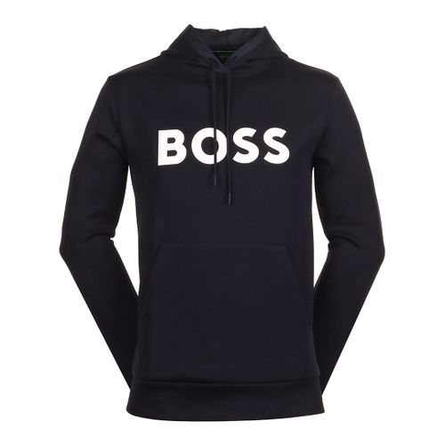 Navy Drawstring Cotton Blend Hoodie - BOSS - Modalova