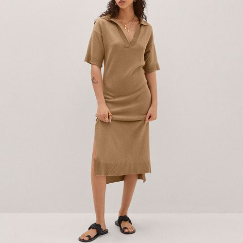 Tobacco Brown Knitted Dress - Mango - Modalova