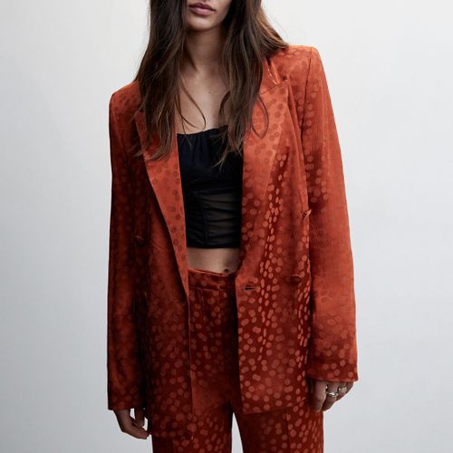 Orange Satin Printed Blazer - Mango - Modalova