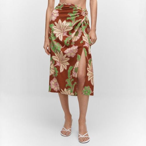 Brown Knot Printed Skirt - Mango - Modalova