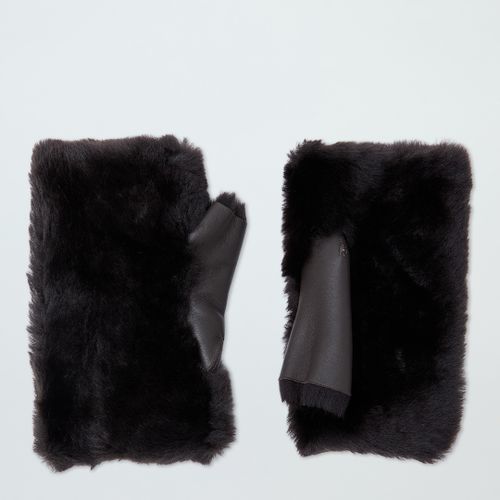 Brown Shearling Fingerless Mittens - NÂ°Â· Eleven - Modalova