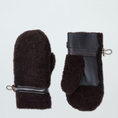 Brown Shearling Teddy Mittens - NÂ°Â· Eleven - Modalova