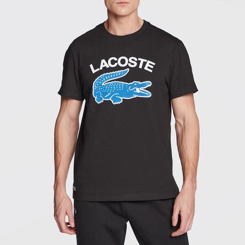 Black Crocodile Cotton T-Shirt - Lacoste - Modalova