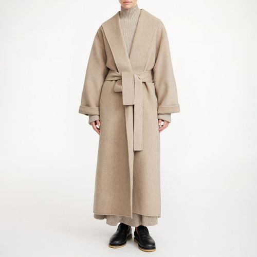 Taupe Trullem Wrap Wool Coat - By Malene Birger - Modalova