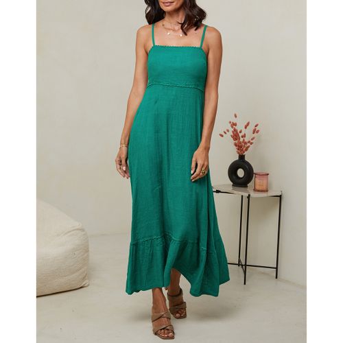 Green Linen Midi Dress - LE MONDE DU LIN - Modalova